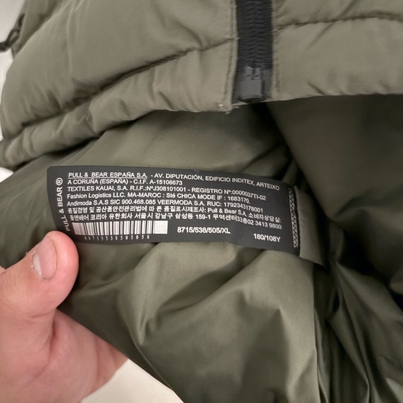 Pull & Bear Thermo-Sealed Puffer Jacket- Olive- Men’s XL - Picture 4 of 5